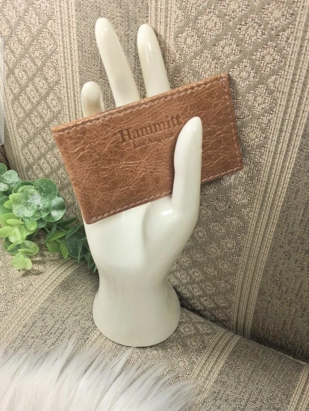 Hammitt Tan Distress Textured Leather Card Sleeve